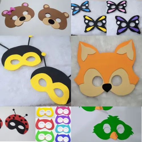 Máscaras Bichinhos do Jardim Encantado em Eva Lembrancinha