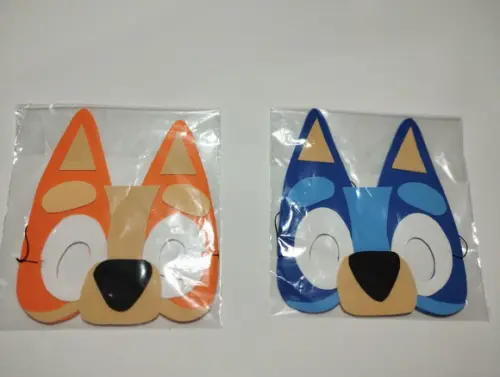 Máscaras Bluey de Eva Embaladas para Lembrancinhas de Festa
