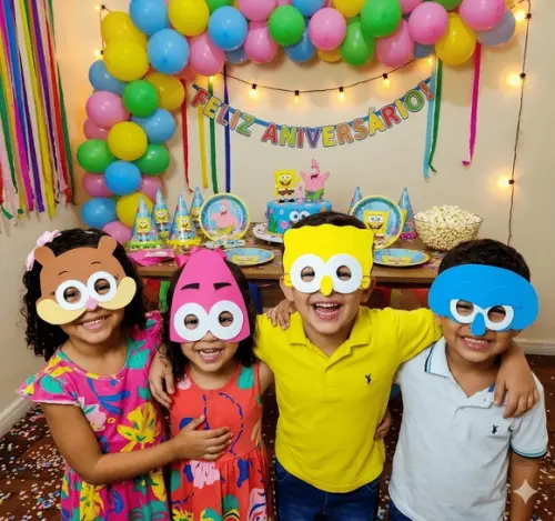 Máscaras Bob Esponja de Eva para Lembrancinhas de Festa