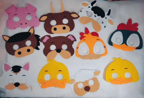 Máscaras Tema Fazendinha Toda em Eva para Lembrancnhas