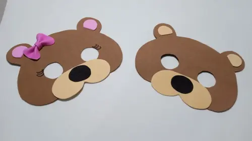 Máscaras Ursinho e Panda de Eva para Lembrancinhas de Festas