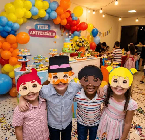 Mascaras Mundo Bita em Eva para Lembrancinhas