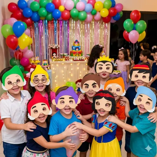 Máscaras Branca de Neve e Sete Anões para Lembrancinhas