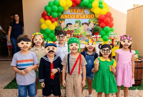 Máscaras Turma do Chaves Toda em Eva para Lembrancinhas