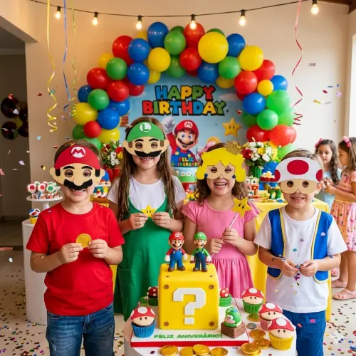 Máscaras Super Mario Bros Toda em Eva