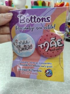 Kit Bottons - Mãe - De coração - Amo você