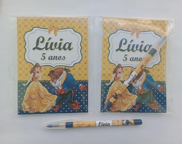 Bloquinho com Caneta a Bela e a Fera