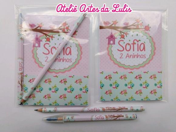 Bloquinho com Caneta e Lápis