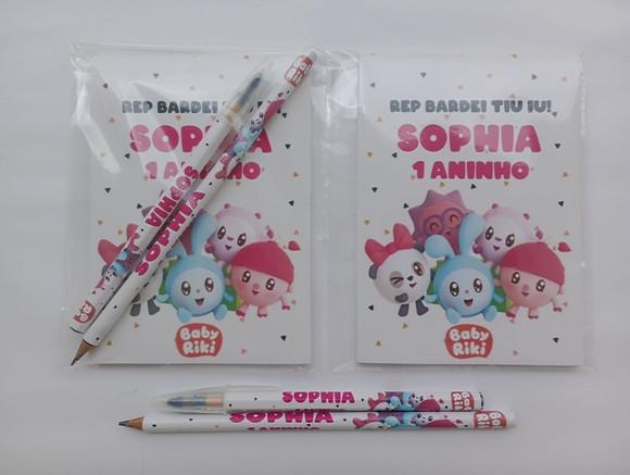 Bloquinho com Caneta e Lápis Baby Riki