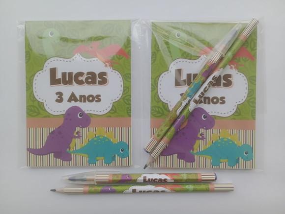 Bloquinho com Caneta e Lápis Dinossauro Baby