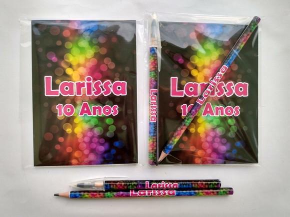 Bloquinho com Caneta e Lápis Neon