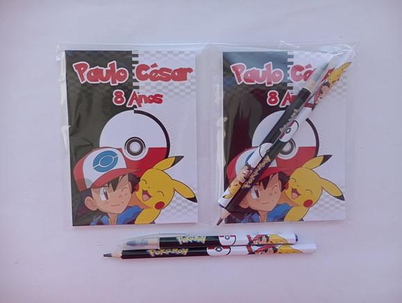 Bloquinho com Caneta e Lápis Pokémon