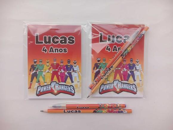 Bloquinho com Caneta e Lápis Power Rangers