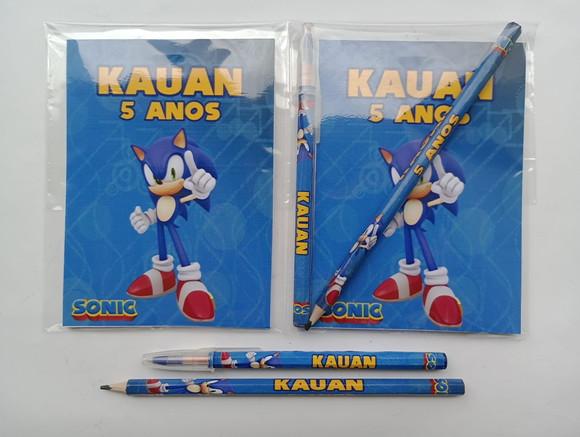 Bloquinho com Caneta e Lápis Sonic