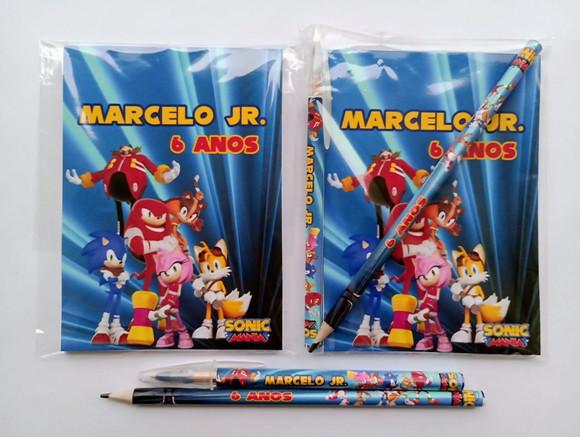 Bloquinho com Caneta e Lápis Sonic