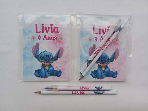 Bloquinho com Caneta e Lápis Stitch