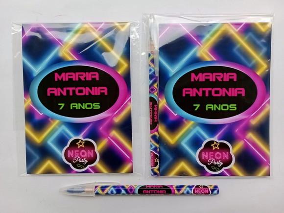 Bloquinho com Caneta Neon