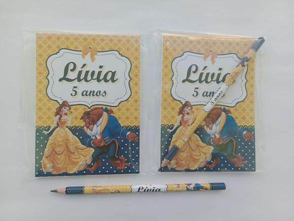 Bloquinho com Lápis a Bela e a Fera