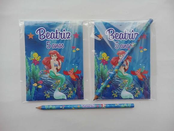 Bloquinho com Lápis a Pequena Sereia