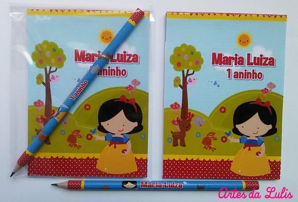 Bloquinho com Lápis Branca de Neve Baby