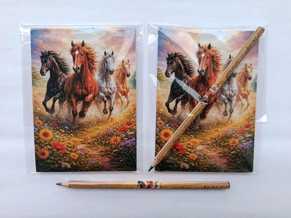 Bloquinho com Lápis Cavalos