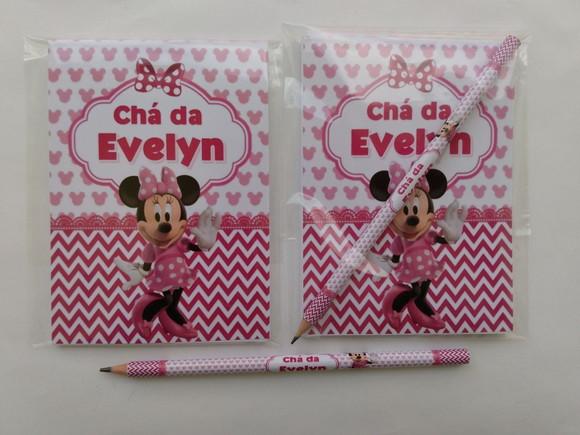 Bloquinho com Lápis Minnie Rosa
