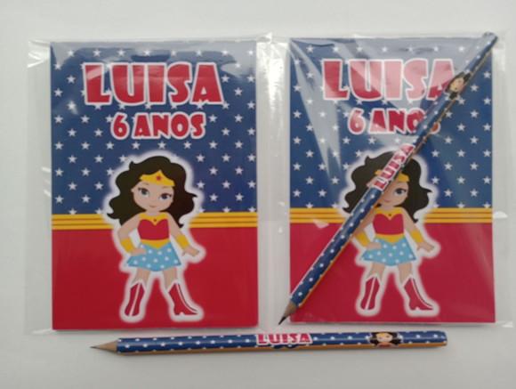 Bloquinho com Lápis Mulher Maravilha