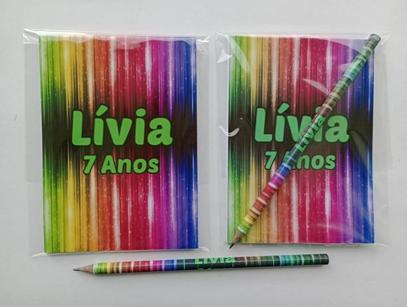 Bloquinho com Lápis Neon