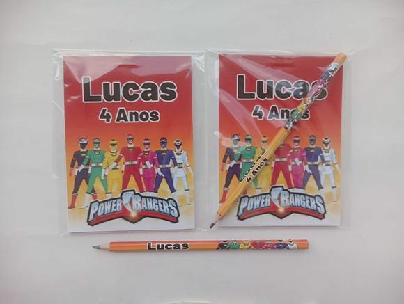 Bloquinho com Lápis Power Rangers