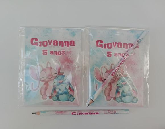 Bloquinho com Lápis Stitch Aquarela