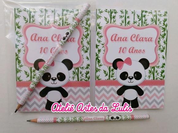 Bloquinho com Lápis Ursinho(a) Panda