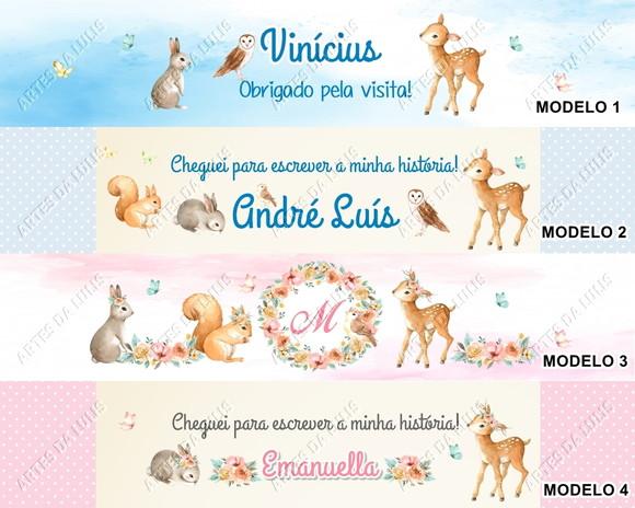 Caneta Personalizada Bichinhos da Floresta Aquarelado
