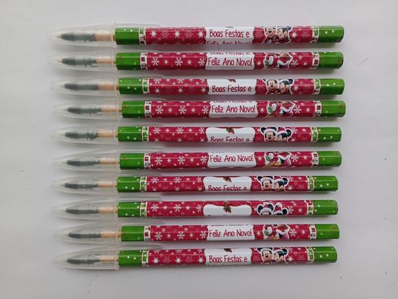Caneta Personalizada Mickey e Minnie de Natal