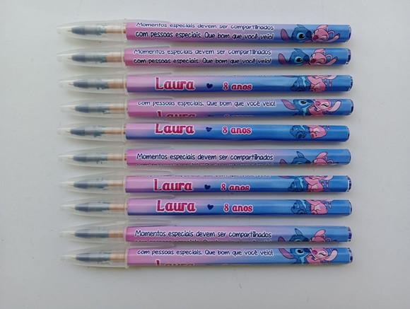 Caneta Personalizada Stitch e Angel
