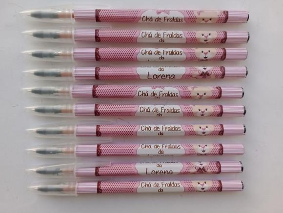 Caneta Personalizada Ursinha Rosa e Marrom