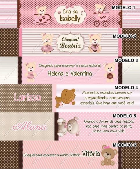 Caneta Personalizada Ursinha Rosa e Marrom