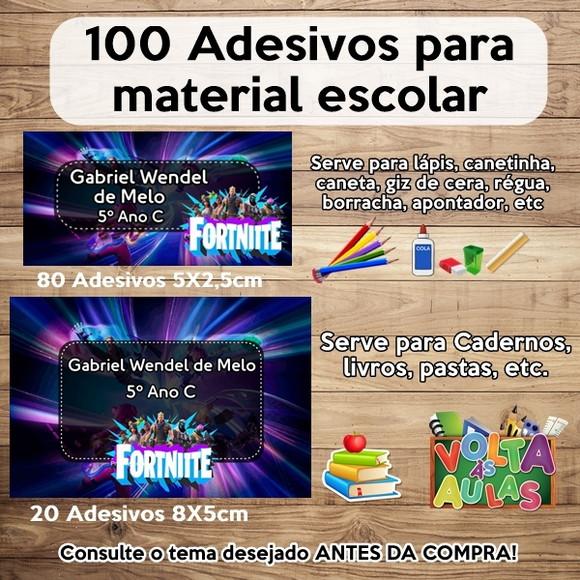 Kit Adesivo Escolar Fortnite