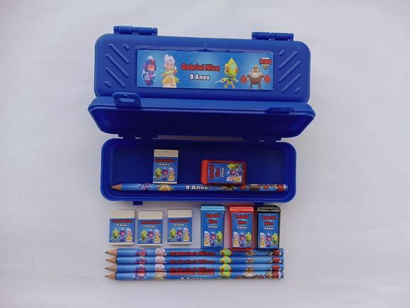 Kit Escolar com Estojo Brawl Stars