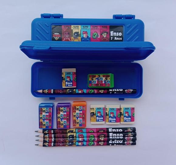 Kit Escolar com Estojo Brawl Stars