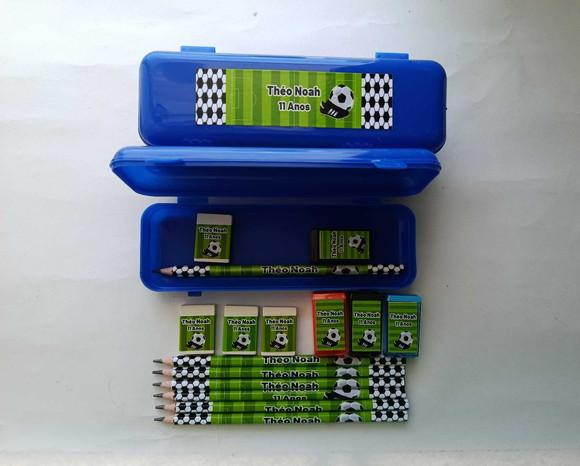 Kit Escolar com Estojo Futebol