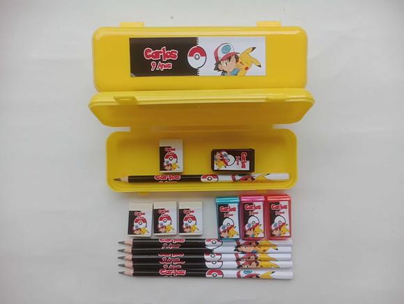 Kit Escolar com Estojo Pokemon