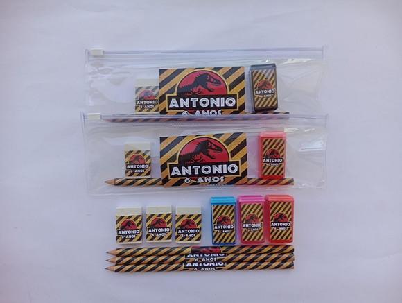 Kit Escolar com Estojo Zipzap Jurassic Park