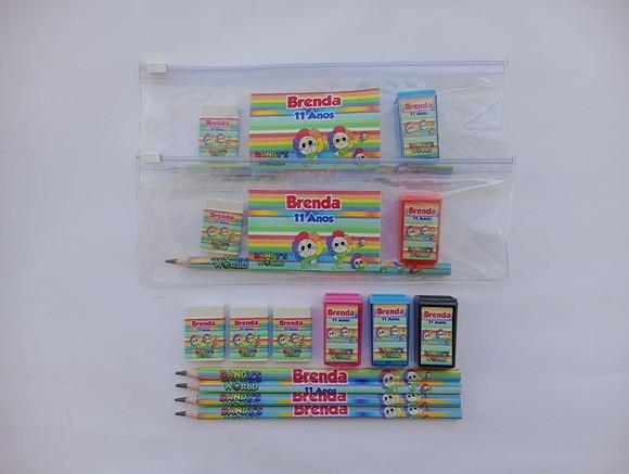 Kit Escolar com Estojo Zipzap Dandy's World Personalizado