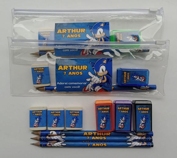Kit Escolar Personalizado com Estojo Sonic
