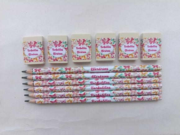 Kit Lápis com Borracha Borboletas