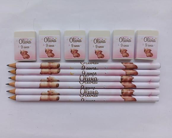 Kit Lápis com Borracha Capivara