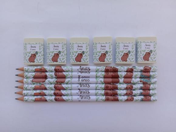 Kit Lápis com Borracha Capivara