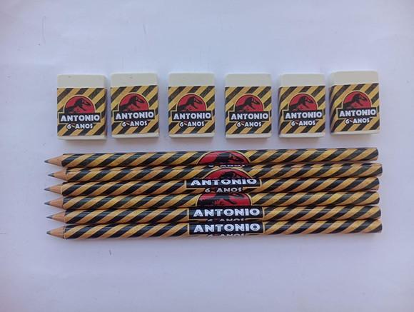 Kit Lápis com Borracha Jurassic Park Personalizada