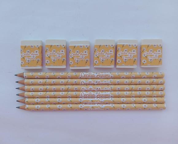 Kit Lápis com Borracha Margaridas