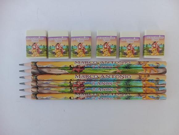 Kit Lápis com Borracha o Rei Leão Personalizada